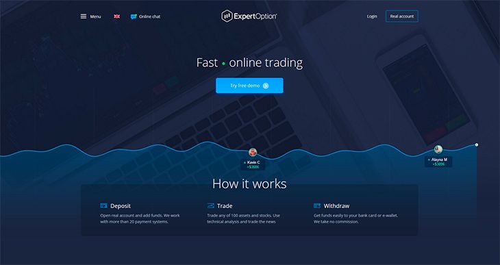 ExpertOption main page