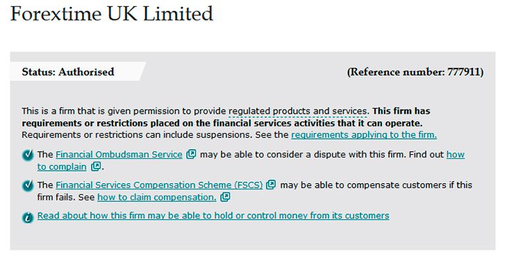 FXTM (Forextime) FCA License