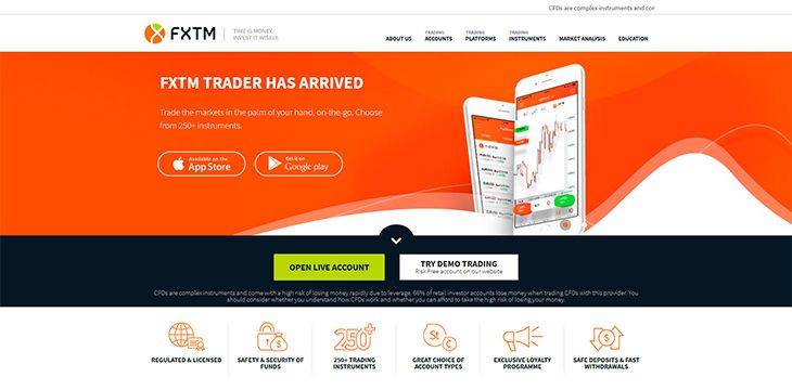 FXTM (Forextime) main page