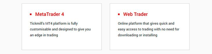 Tickmill trading platforms